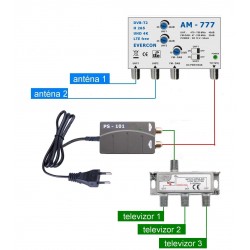 Anténní set pro 3 TV LTE 777-101-3