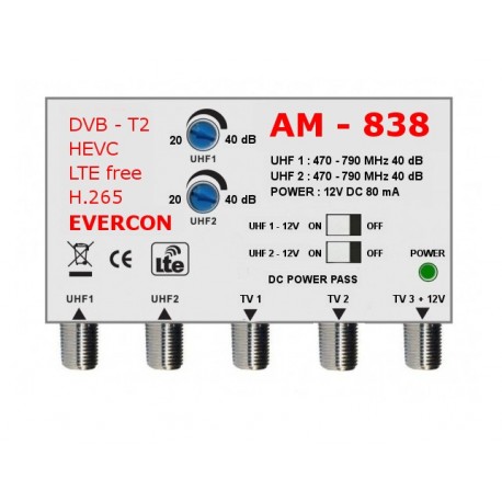 HEVC ant zesilovač Evercon AM-838